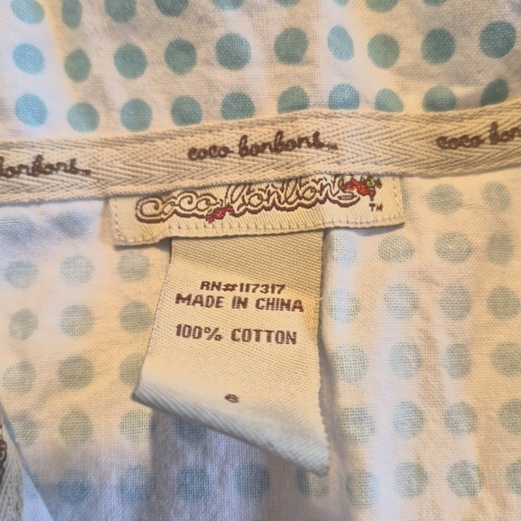 Coco Bonbons girls size 6 white with mint green dots, flower buttons, VGUC - Picture 4 of 7
